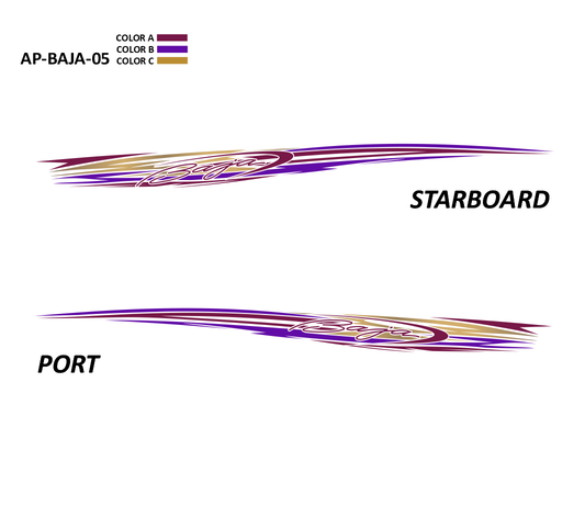 AP-BAJA-05 - Baja Series 3 Color Vinyl Boat Graphics Kit