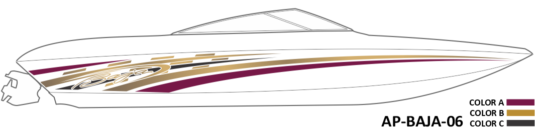 AP-BAJA-06 - Baja Series 3 Color Vinyl Boat Graphics Kit
