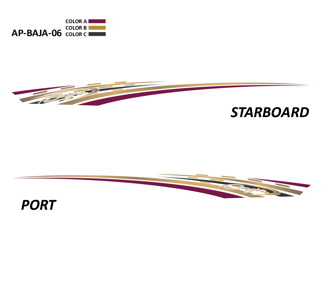 AP-BAJA-06 - Baja Series 3 Color Vinyl Boat Graphics Kit