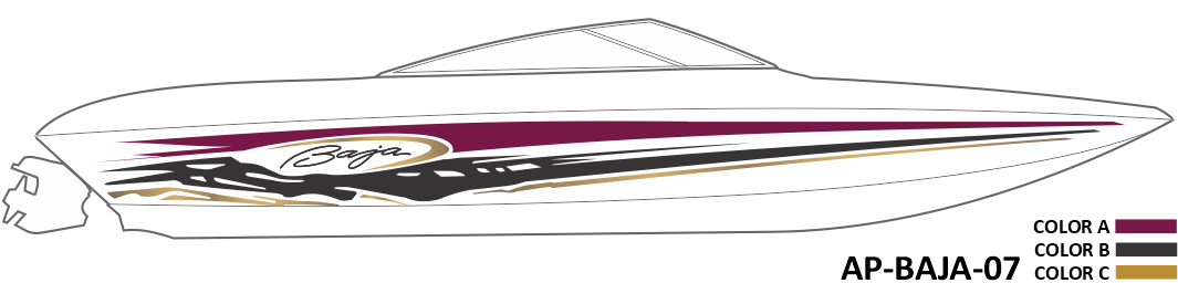 AP-BAJA-07 - Baja Series 3 Color Vinyl Boat Graphics Kit