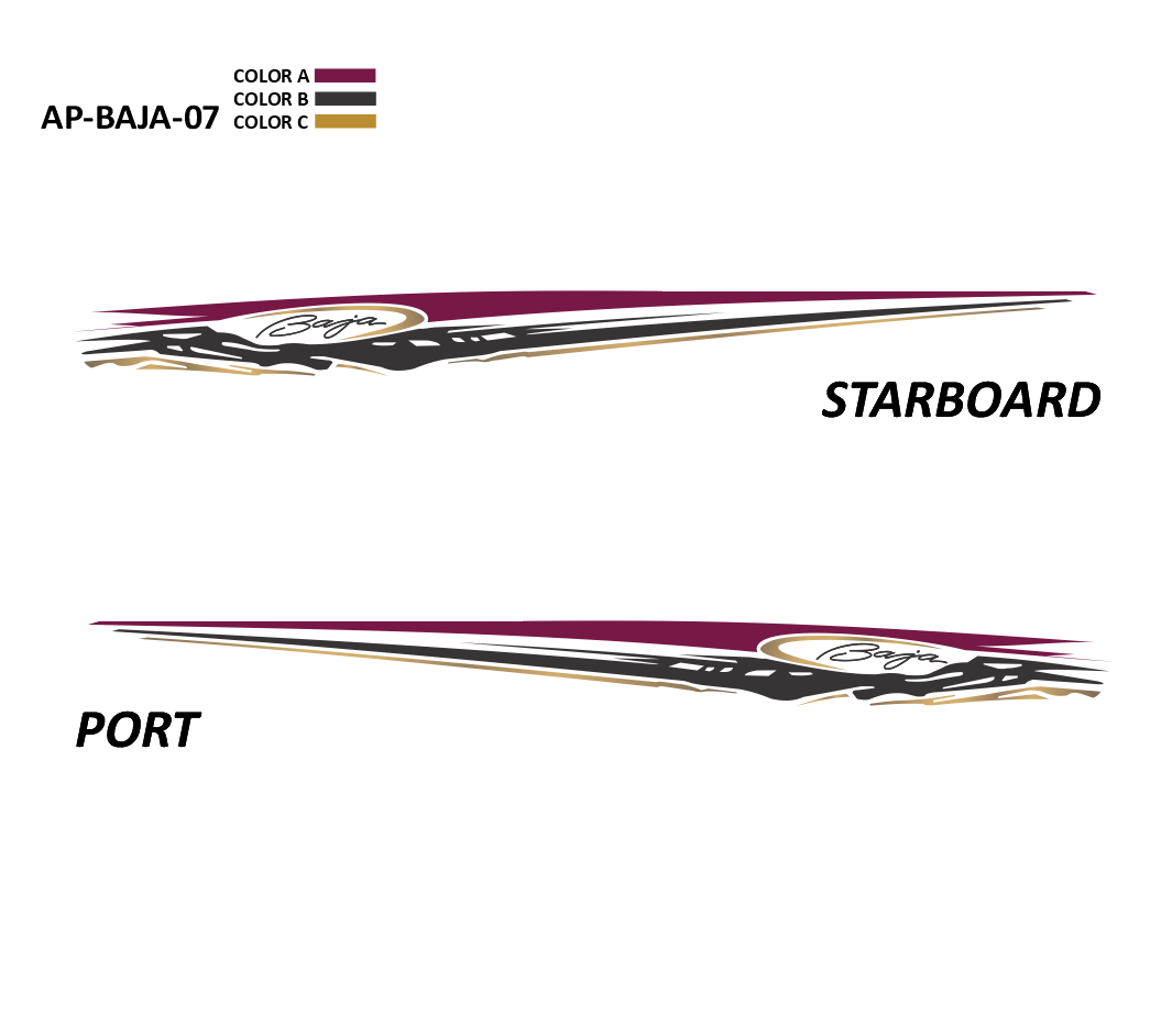 AP-BAJA-07 - Baja Series 3 Color Vinyl Boat Graphics Kit