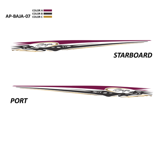 AP-BAJA-07 - Baja Series 3 Color Vinyl Boat Graphics Kit