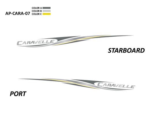 AP-CARA-07 - Caravelle Series 3 Color Vinyl Boat Graphics Kit - Raceline Digital