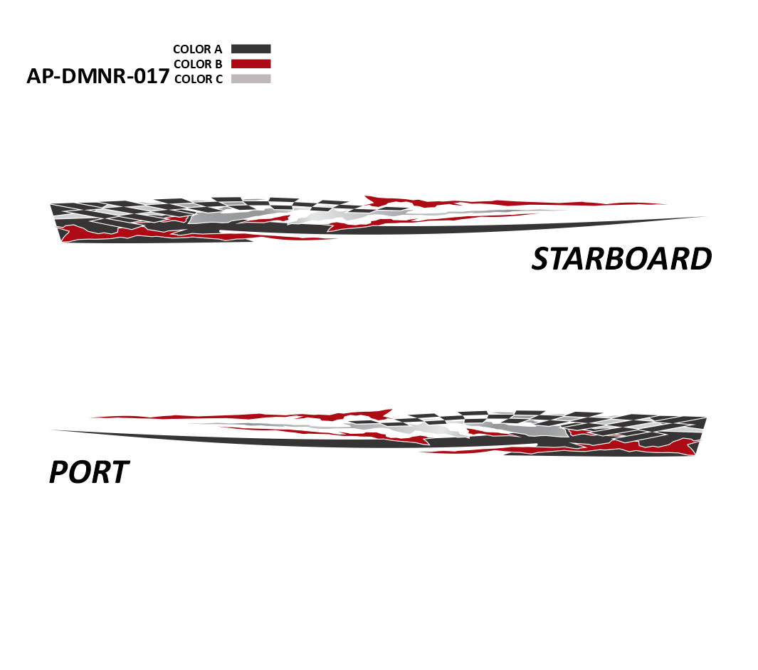 AP-DMNR-017 - Dominator Series 3 Color Vinyl Boat Graphics Kit