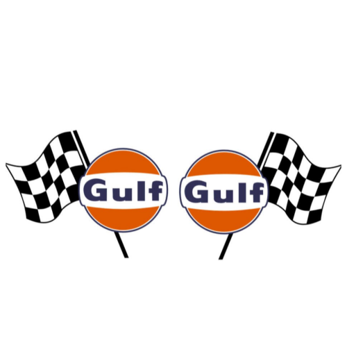 GULF Oil Racing Sponsor Decal Set - 7 Inches x 5.5 Inches