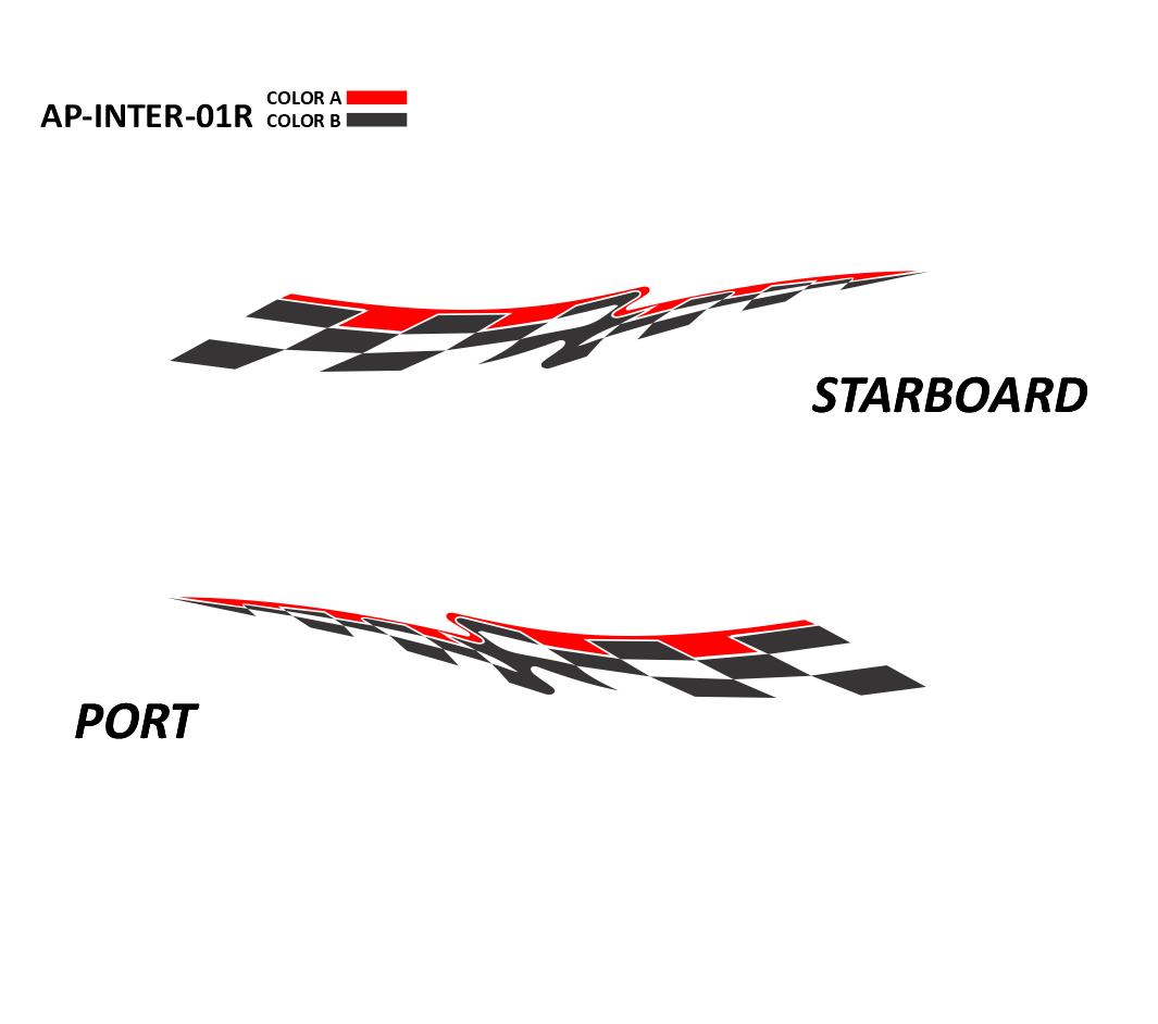 AP-INTER-01R - Caravelle Series Interceptor 2 Color Vinyl Boat Graphics Kit