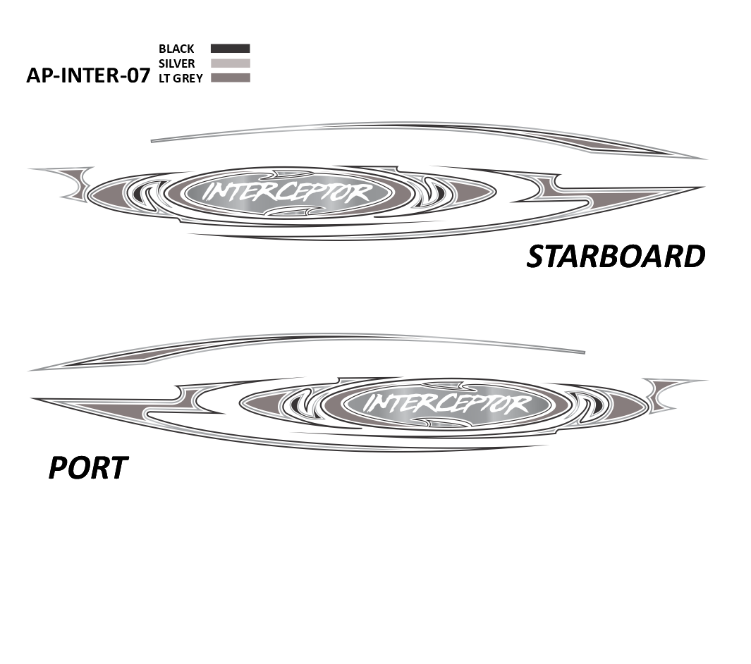 AP-INTER-07 - Caravelle Series Interceptor 3 Color Vinyl Boat Graphics Kit