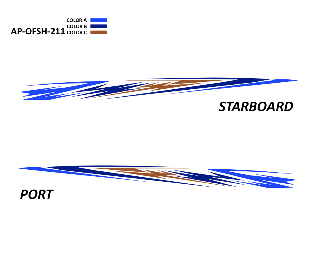 AP-OFSH-211 - Offshore Series 3 Color Vinyl Boat Graphics Kit