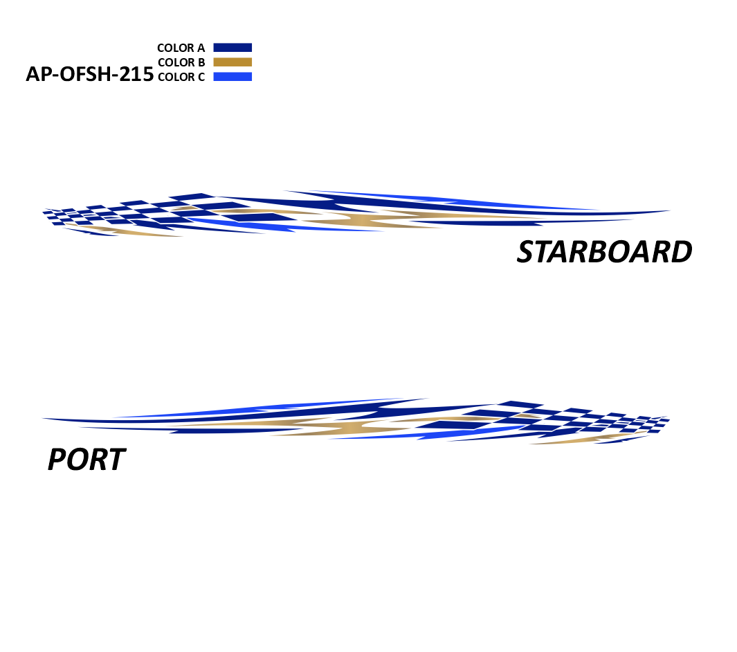 AP-OFSH-215 - Offshore Series 3 Color Vinyl Boat Graphics Kit