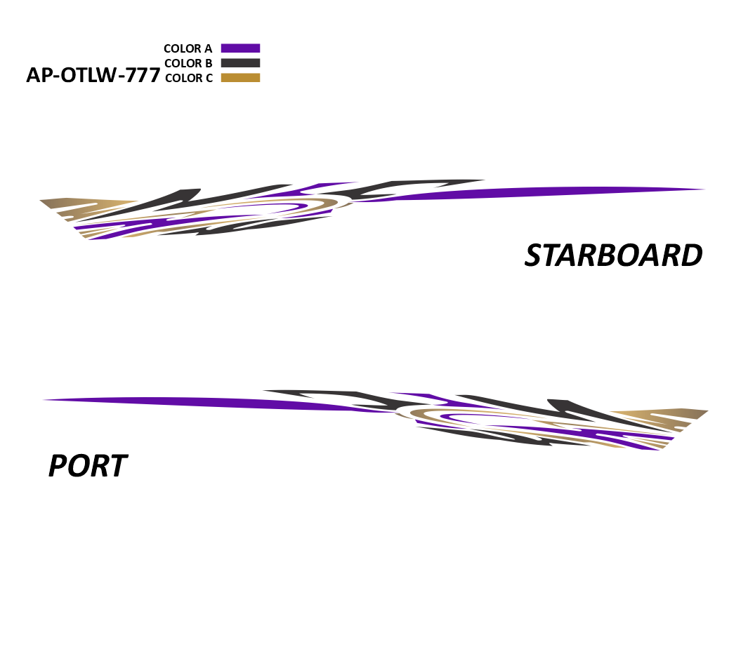 AP-OTLW-777 - Outlaw Series 3 Color Vinyl Boat Graphics Kit