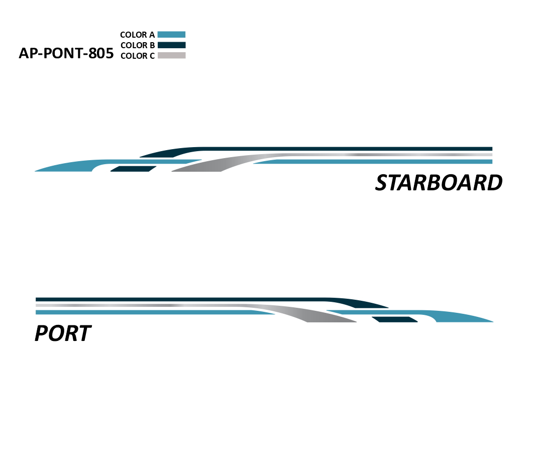AP-PONT-805 - Pontoon Series 3 Color Vinyl Boat Graphics Kit