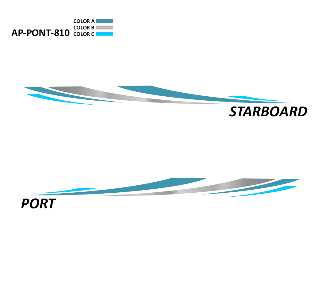 AP-PONT-810 - Pontoon Series 3 Color Vinyl Boat Graphics Kit