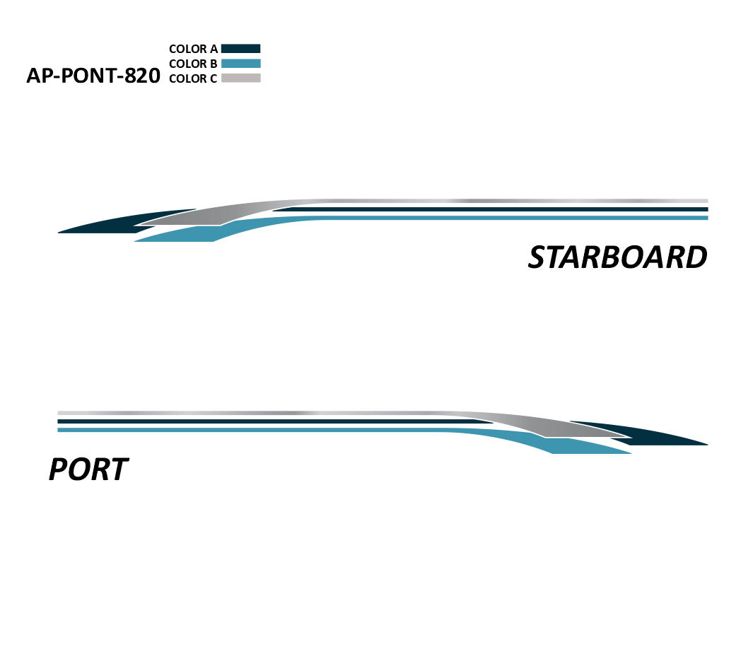 AP-PONT-820 - Pontoon Series 3 Color Vinyl Boat Graphics Kit