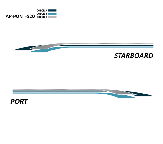 AP-PONT-820 - Pontoon Series 3 Color Vinyl Boat Graphics Kit