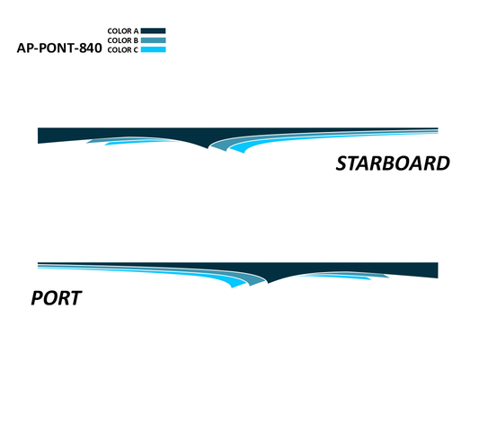 AP-PONT-840 Pontoon Series 3 Color Vinyl Boat Graphics Kit