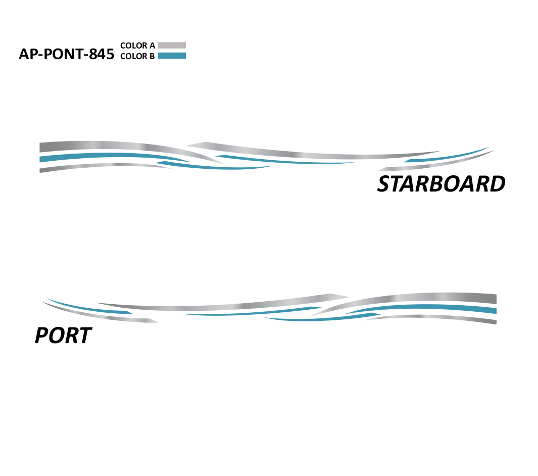 AP-PONT-845 Pontoon Series 2 Color Vinyl Boat Graphics Kit