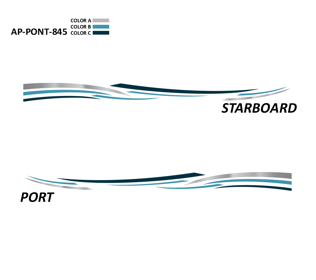 AP-PONT-845 Pontoon Series 3 Color Vinyl Boat Graphics Kit