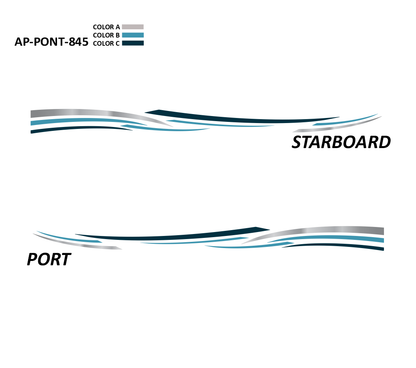 AP-PONT-845 Pontoon Series 3 Color Vinyl Boat Graphics Kit
