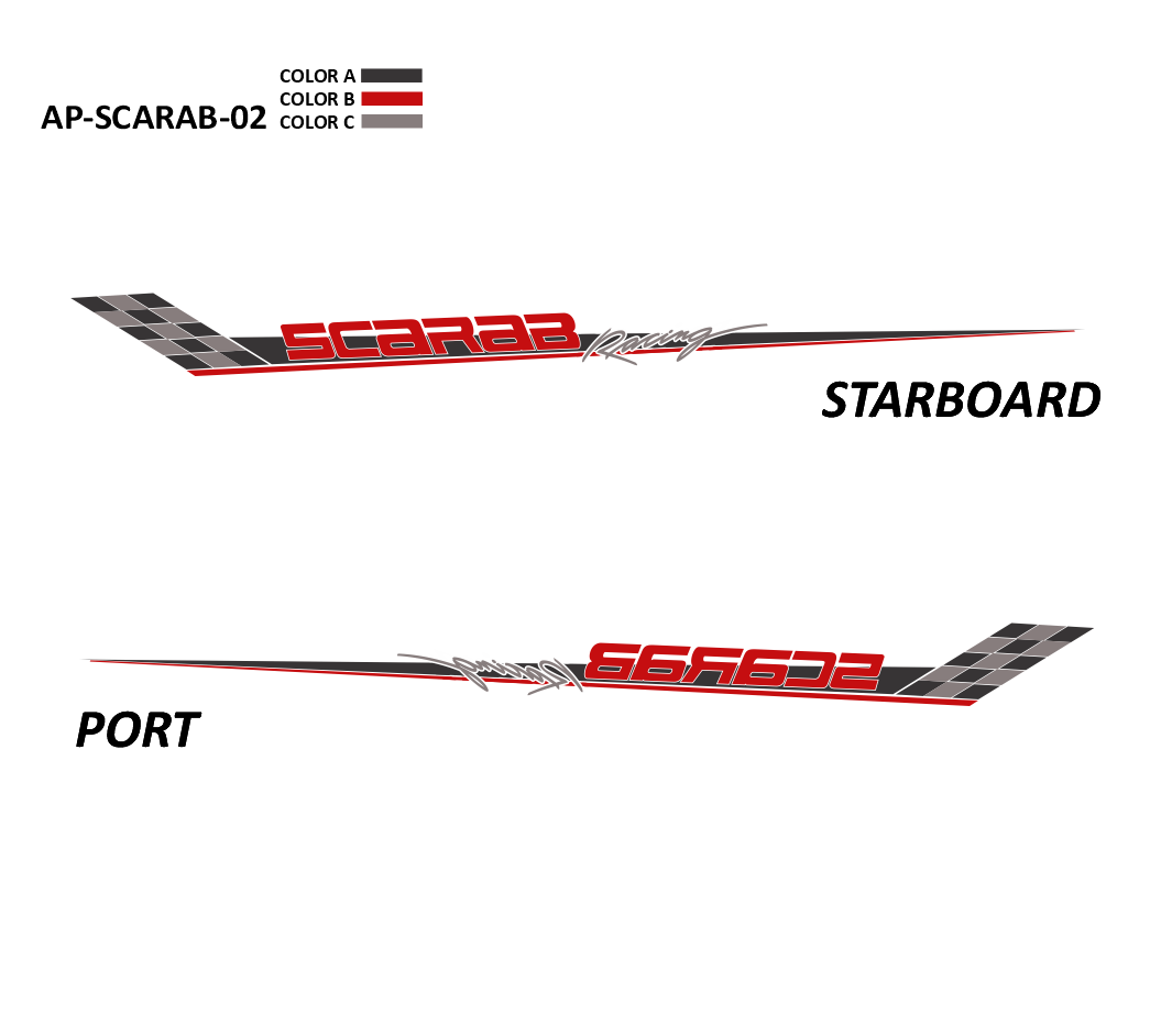 AP-SCARAB-02 - Scarab Series 3 Color Vinyl Boat Graphics Kit
