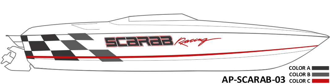 AP-SCARAB-03 - Scarab Series 3 Color Vinyl Boat Graphics Kit