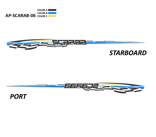 AP-SCARAB-06 - Scarab Series 3 Color Vinyl Boat Graphics Kit