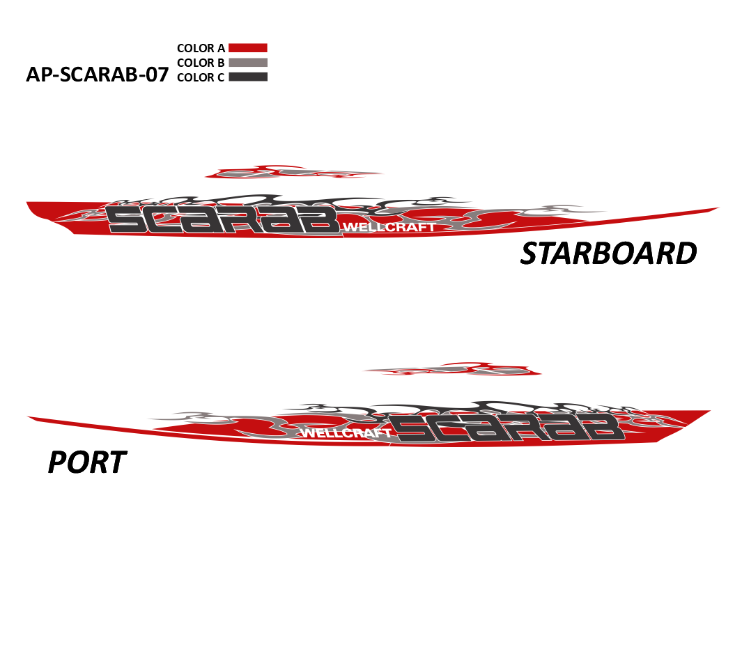 AP-SCARAB-07 - Scarab Series 3 Color Vinyl Boat Graphics Kit
