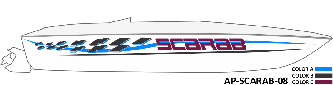 AP-SCARAB-08 - Scarab Series 3 Color Vinyl Boat Graphics Kit