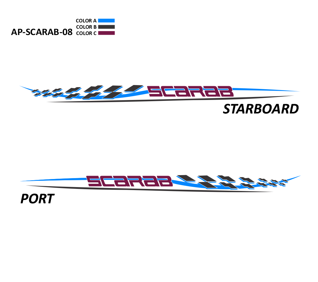 AP-SCARAB-08 - Scarab Series 3 Color Vinyl Boat Graphics Kit