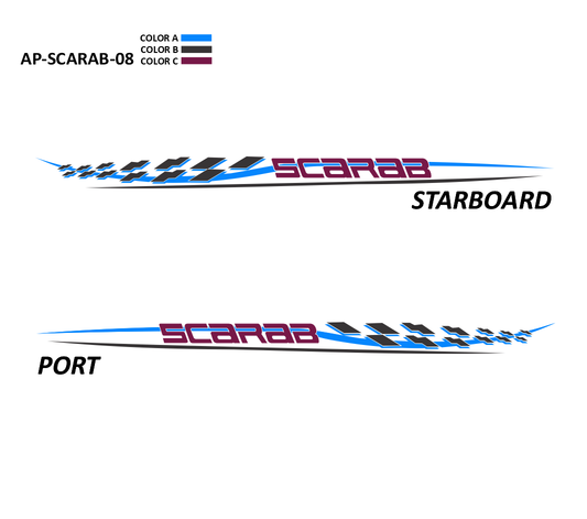 AP-SCARAB-08 - Scarab Series 3 Color Vinyl Boat Graphics Kit
