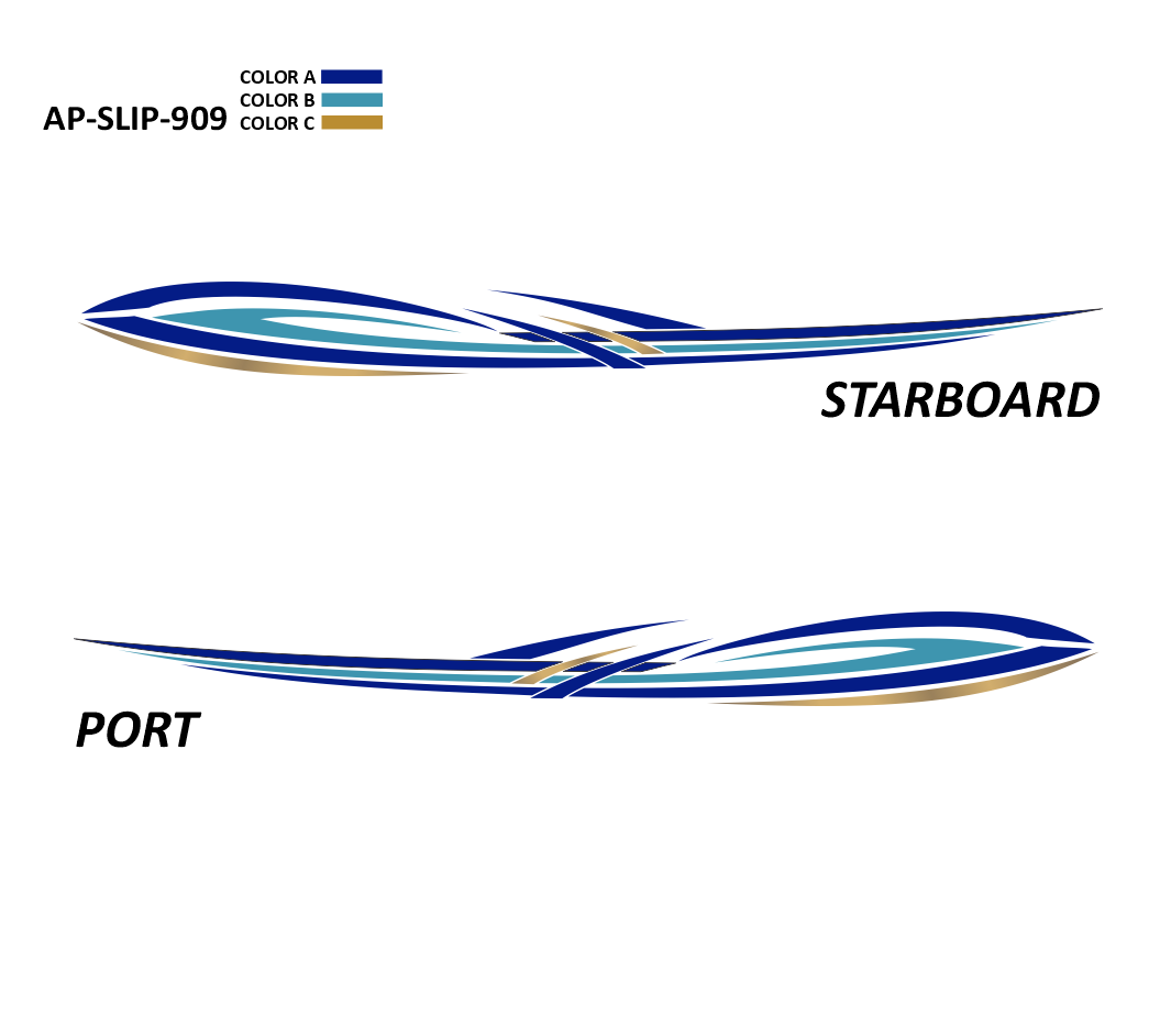 AP-SLIP-909 - Slipstream Series 3 Color Vinyl Boat Graphics Kit