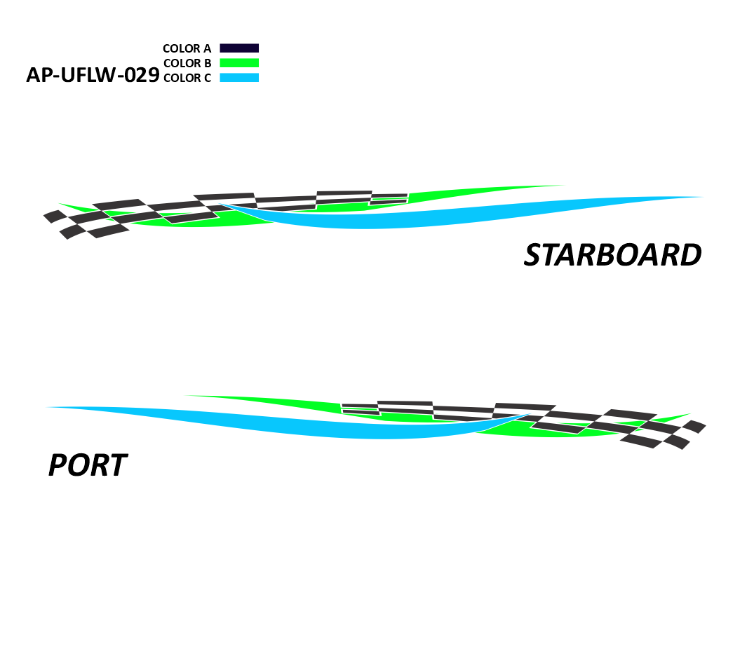 AP-UFLW-029 - Ultraflow Series 3 Color Vinyl Boat Graphics Kit