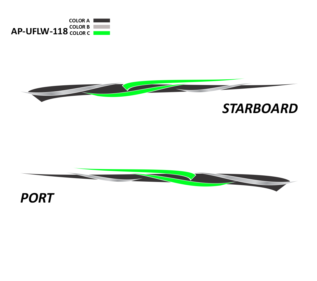 AP-UFLW-118 - Ultraflow Series 3 Color Vinyl Boat Graphics Kit