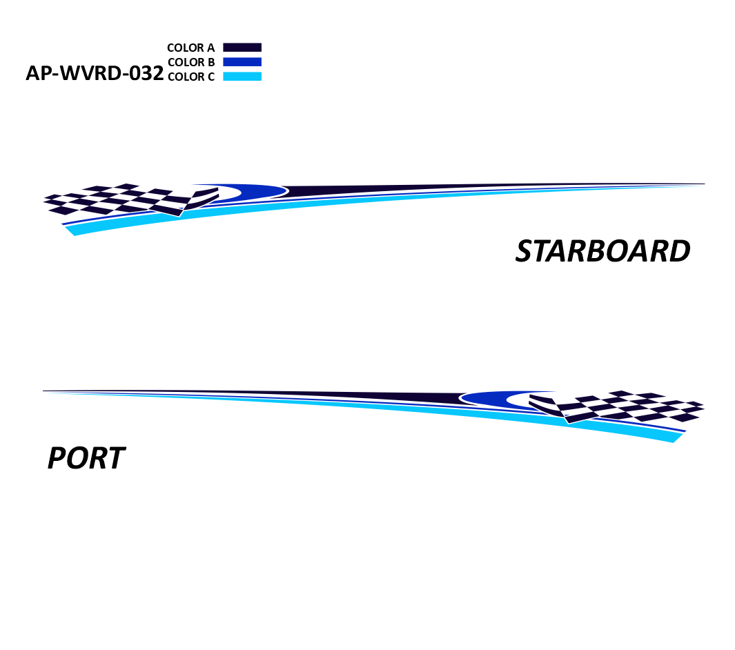 AP-WVRD-032 - Waverider Series 3 Color Vinyl Boat Graphics Kit