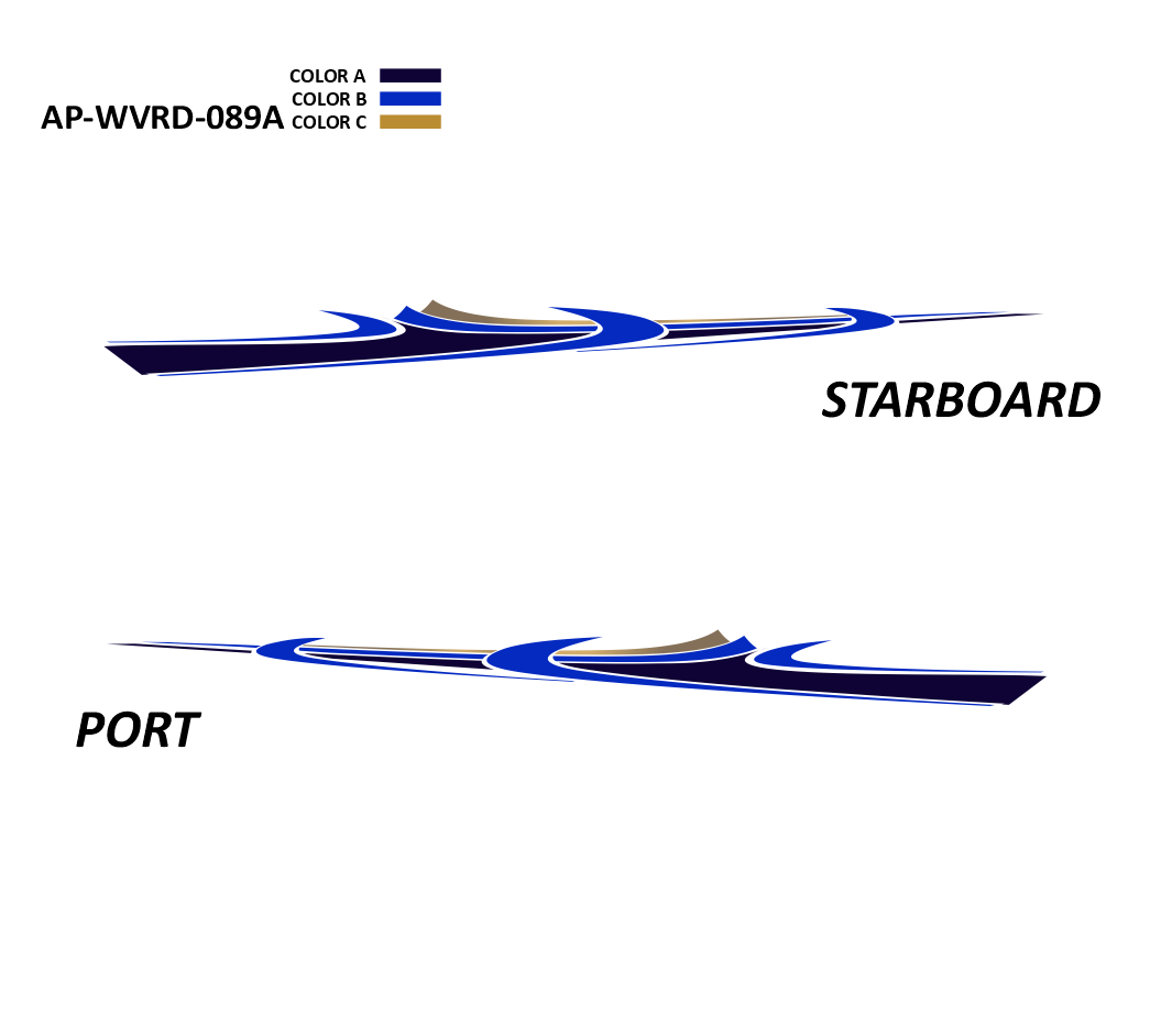 AP-WVRD-089A - Waverider Series 3 Color Vinyl Boat Graphics Kit