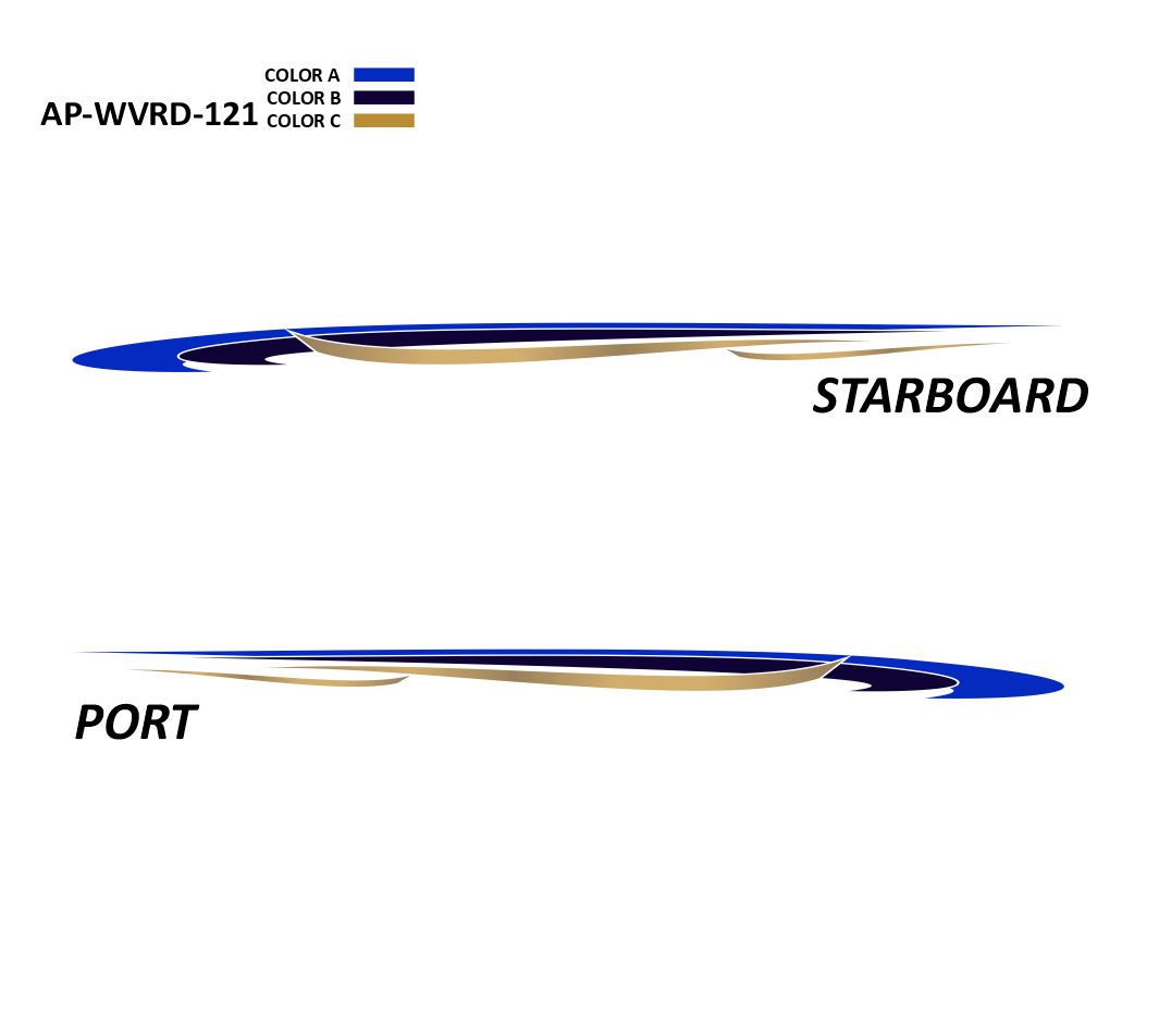 AP-WVRD-121 - Waverider Series 3 Color Vinyl Boat Graphics Kit