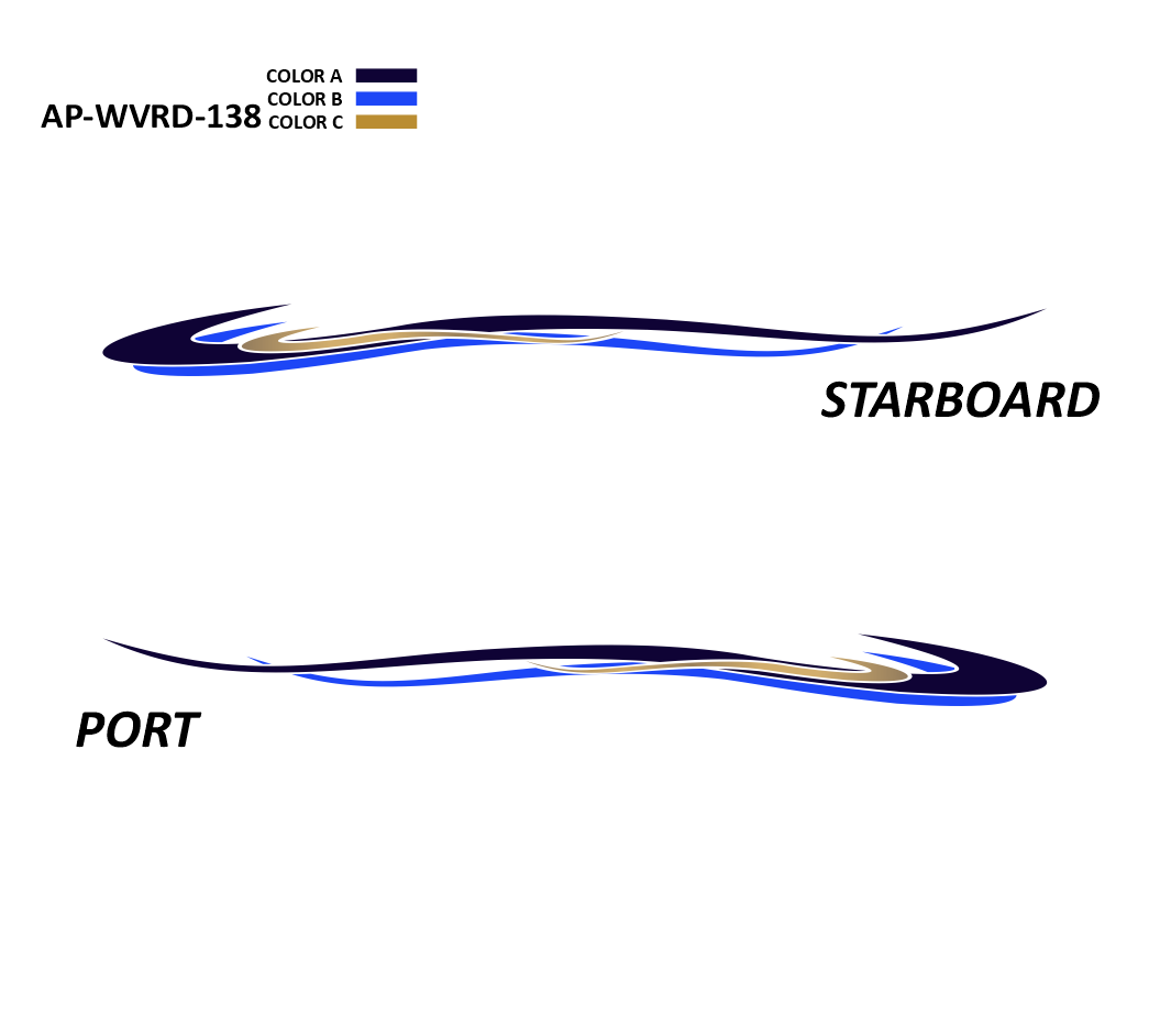 AP-WVRD-138 - Waverider Series 3 Color Vinyl Boat Graphics Kit