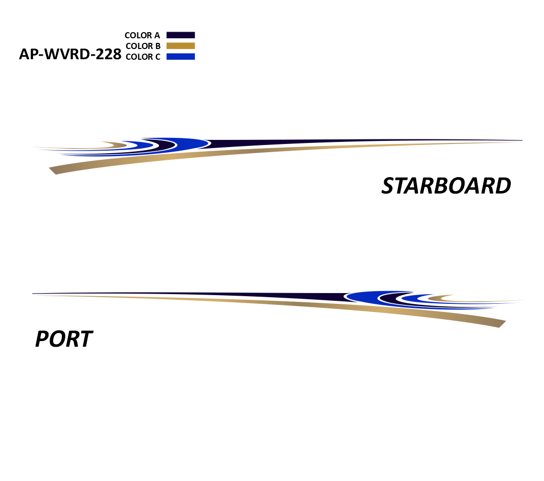 AP-WVRD-228 - Waverider Series 3 Color Vinyl Boat Graphics Kit