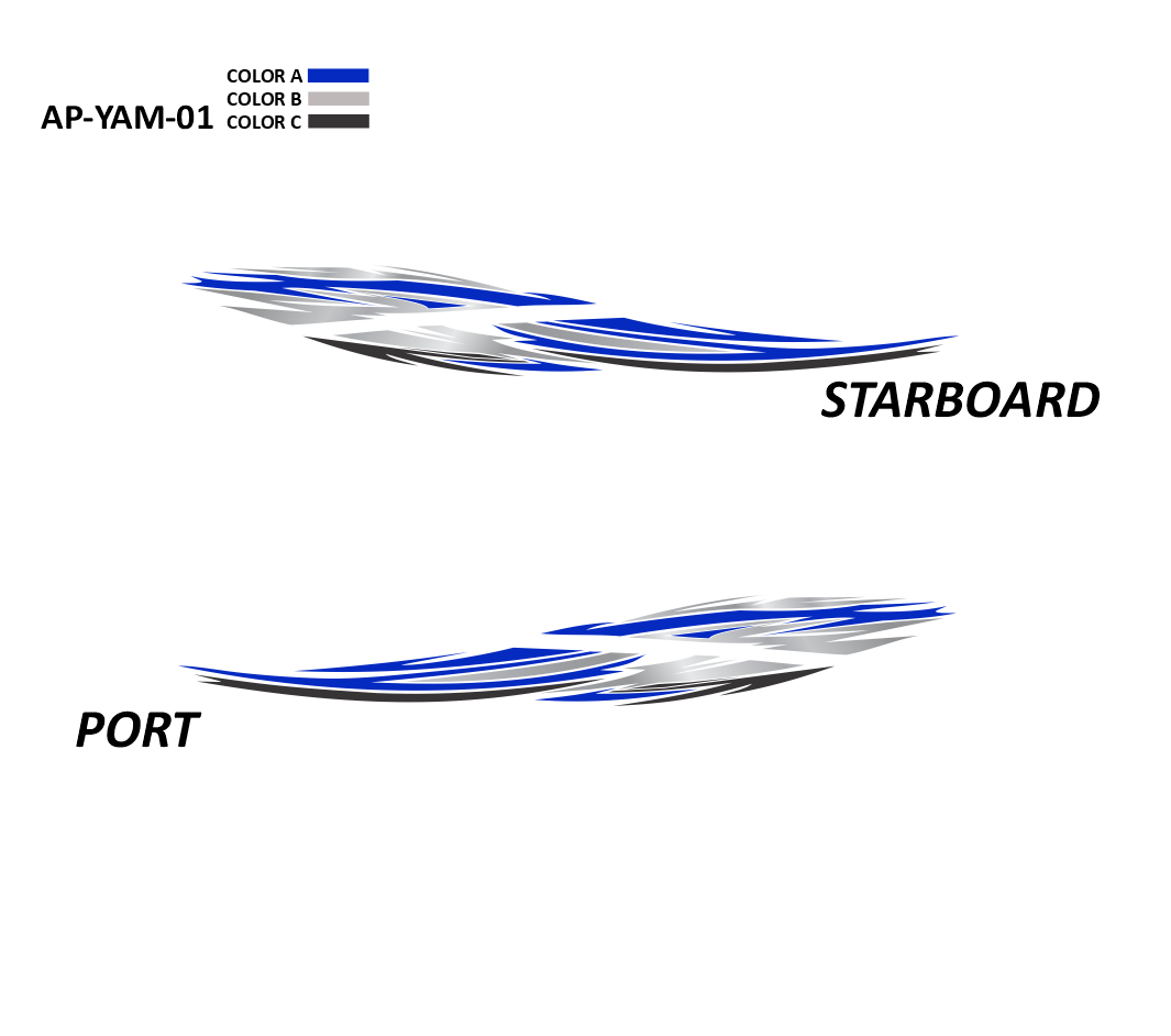 AP-YAM-01 - Yamaha Series 3 Color Vinyl Boat Graphics Kit