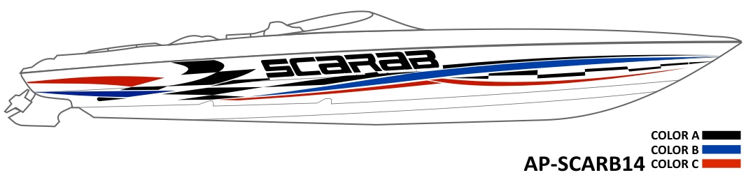 AP-SCARAB14-AVS - Scarab 3 Color Vinyl Boat Graphics Kit